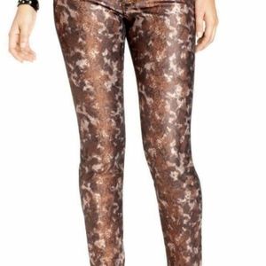 NWOT ELSE BRONZE SNAKE COATED SKINNY JEANS SIZE 26